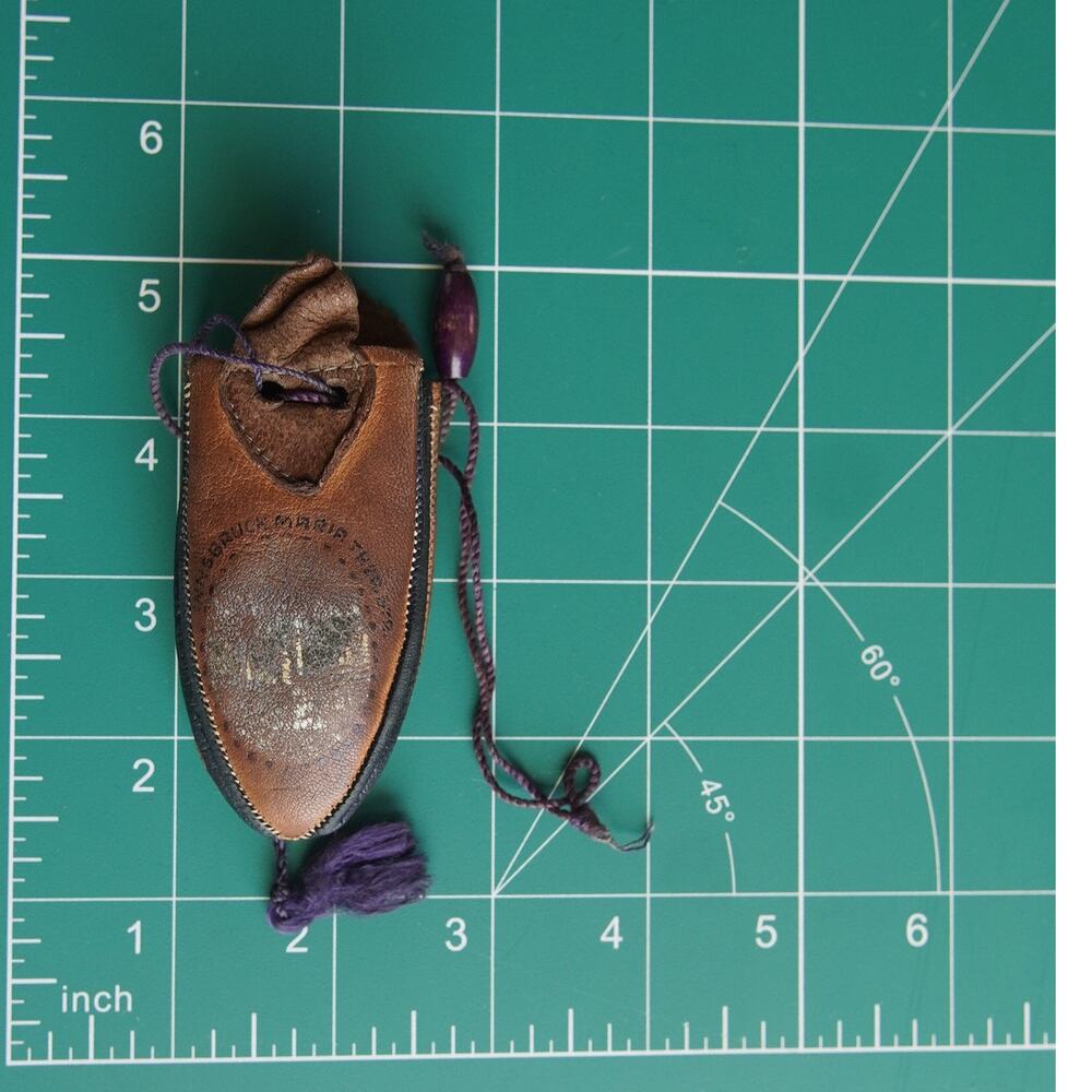 Vintage Mini Leather Coin Purse Moroccan Style Folding Pouch Tassel 4.5" - Picture 5 of 5